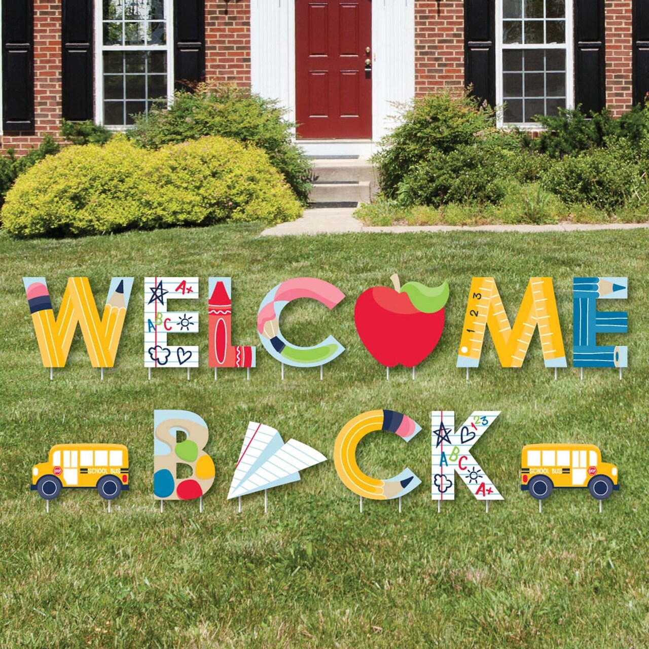 Big Dot of Happiness Back to School - Yard Sign Outdoor Lawn Decorations - First Day of School Classroom Yard Signs - Welcome Back